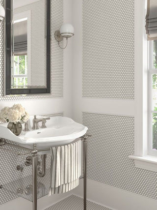 TAUPE MATTE 3/4 INCH PENNY ROUND PORC MOS Tile & Stone by Anthology Tile