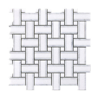 Thassos + Carrara Basketweave by Happy Floors