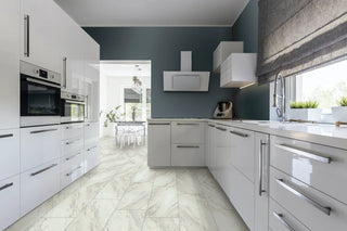 Tile in Carrara Taupe Vinyl by DH Floors