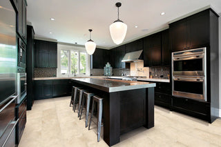 Tile in Travertine Gold Vinyl by DH Floors