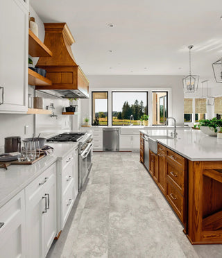 Tile in Travertine Storm Vinyl by DH Floors