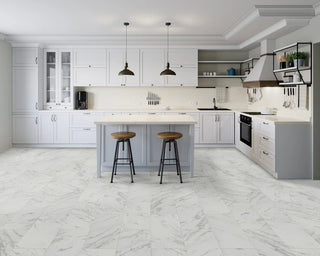 Tile with CGT in Blanca Marble Vinyl by DH Floors
