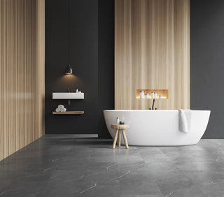 Tile with CGT in Emperador Carbon Vinyl by DH Floors