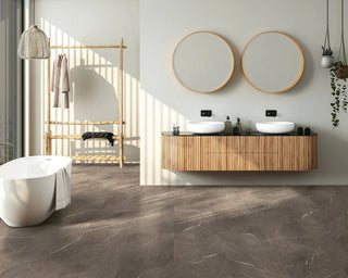 Tile with CGT in Emperador Sable Vinyl by DH Floors