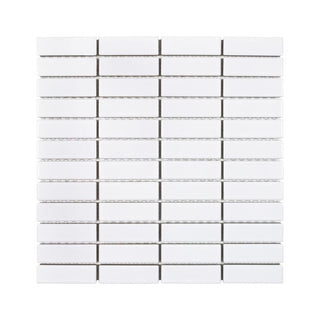WHITE GLOSSY 1X3 STRAIGHT STACK PORC MOS Tile & Stone by Anthology Tile