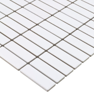 WHITE GLOSSY 1X3 STRAIGHT STACK PORC MOS Tile & Stone by Anthology Tile