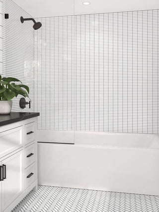 WHITE GLOSSY 1X3 STRAIGHT STACK PORC MOS Tile & Stone by Anthology Tile