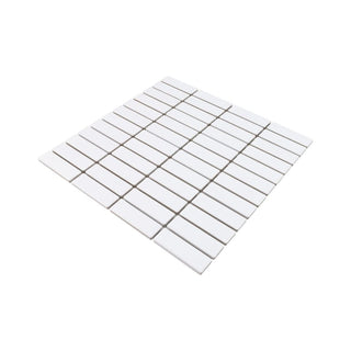 WHITE GLOSSY 1X3 STRAIGHT STACK PORC MOS Tile & Stone by Anthology Tile