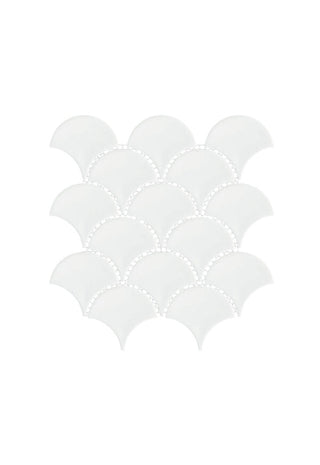 White Glossy Fan 3x3 (10.5x10 Sheet) by Happy Floors