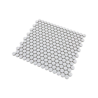 WHITE MATTE 3/4 INCH PENNY ROUND PORC MOS Tile & Stone by Anthology Tile