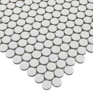 WHITE MATTE 3/4 INCH PENNY ROUND PORC MOS Tile & Stone by Anthology Tile