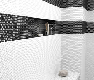 WHITE MATTE 3/4 INCH PENNY ROUND PORC MOS Tile & Stone by Anthology Tile