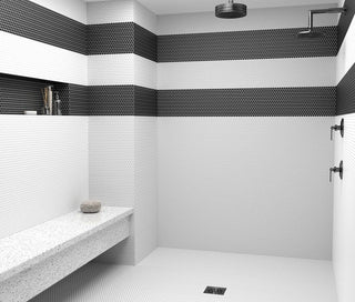 WHITE MATTE 3/4 INCH PENNY ROUND PORC MOS Tile & Stone by Anthology Tile
