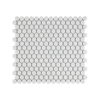WHITE MATTE 3/4 INCH PENNY ROUND PORC MOS Tile & Stone by Anthology Tile