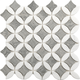 Wooden Silver + Paper White Superellipse by Happy Floors